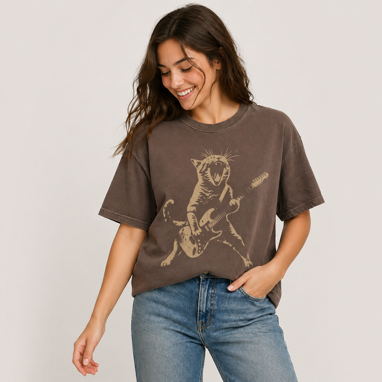 Cat Playing Guitar Shirt – Vintage Rock Cat Tee