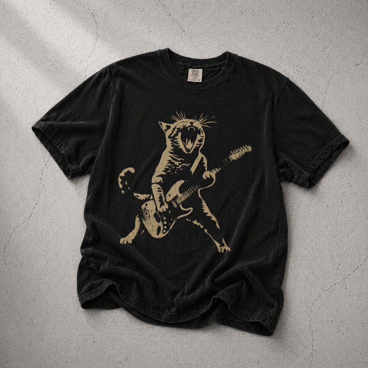 Cat Playing Guitar Shirt – Vintage Rock Cat Tee