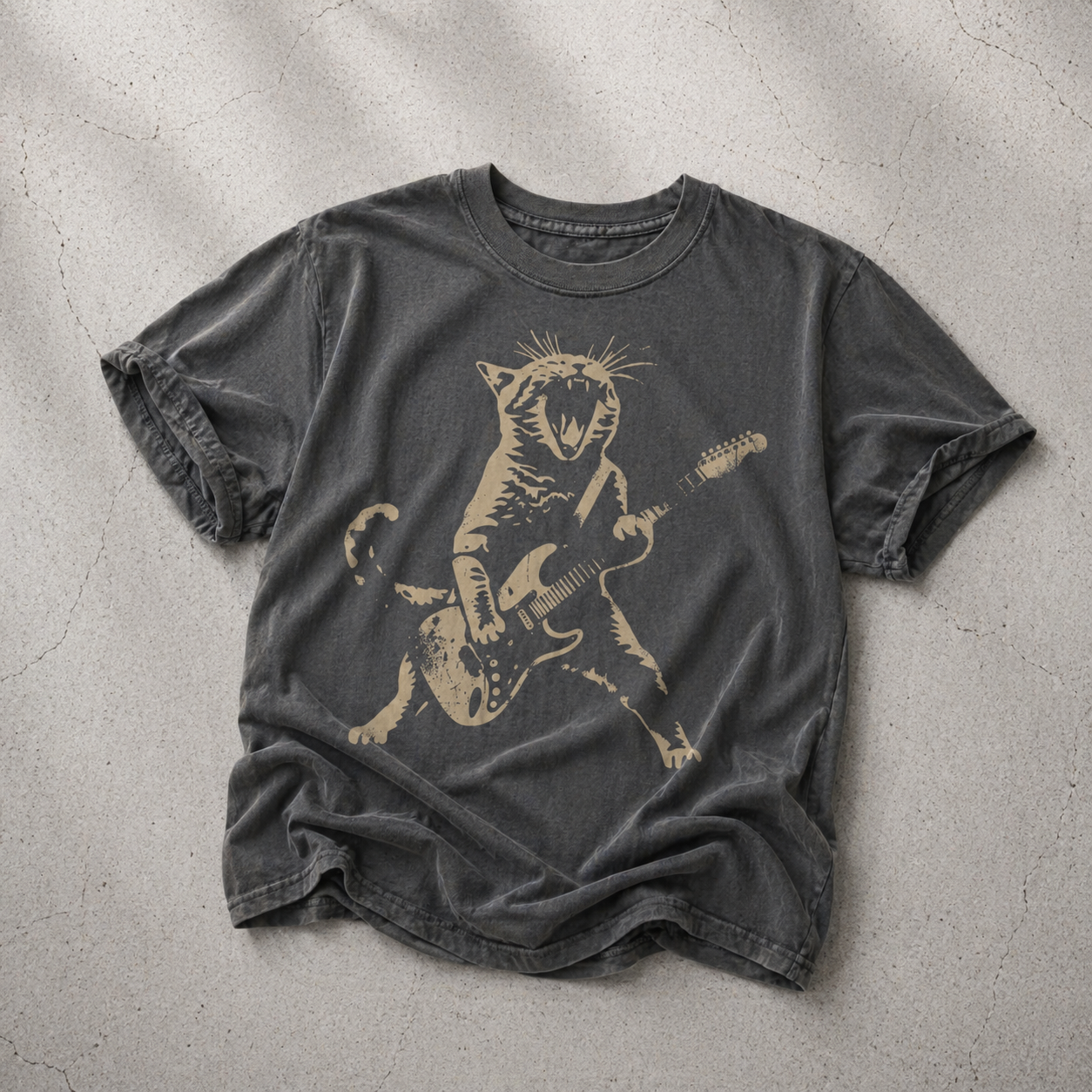 Cat Playing Guitar Shirt – Vintage Rock Cat Tee