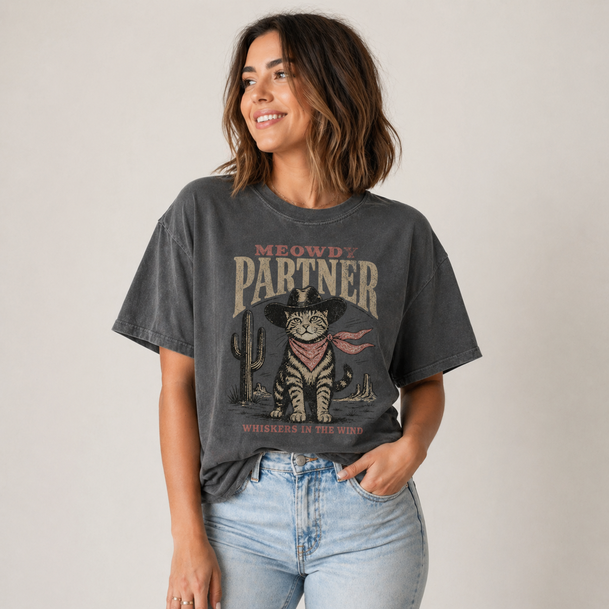 Meowdy Partner Cat Shirt – Vintage Cowboy Cat Tee
