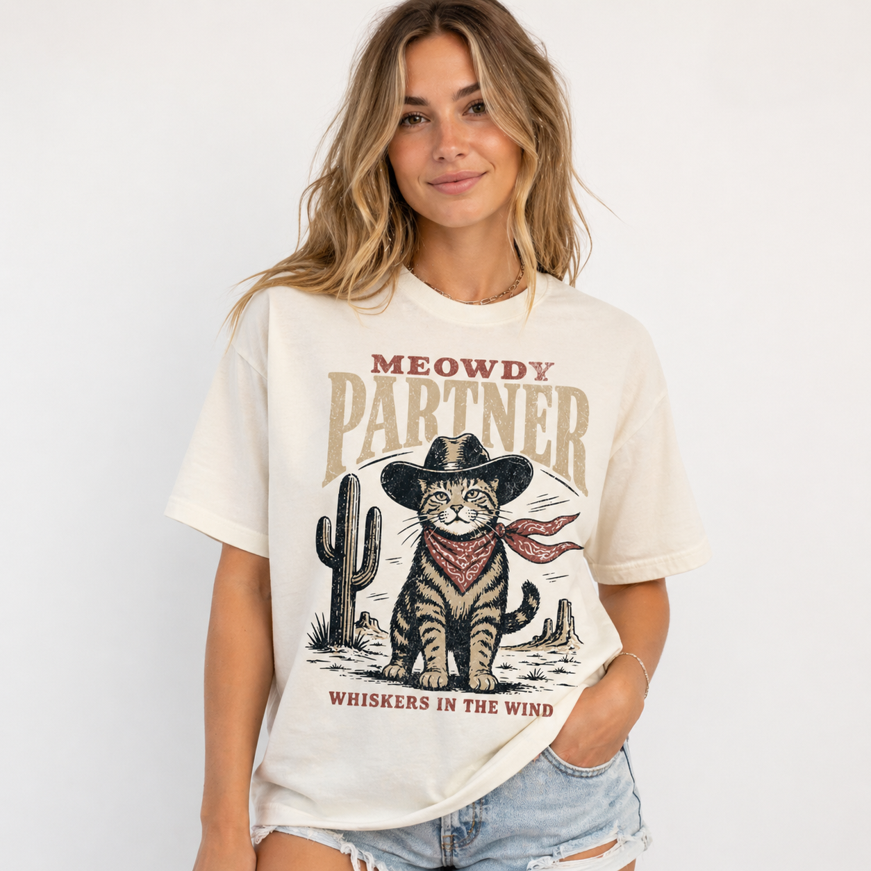 Meowdy Partner Cat Shirt – Vintage Cowboy Cat Tee