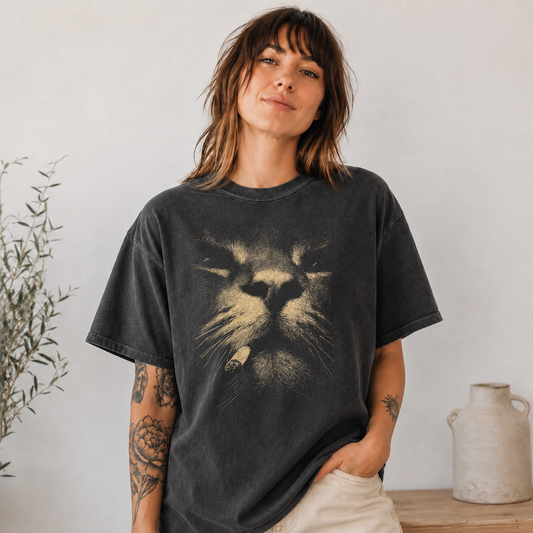 Smoking Cat Shirt – Vintage Grunge Cat Meme Graphic Tee